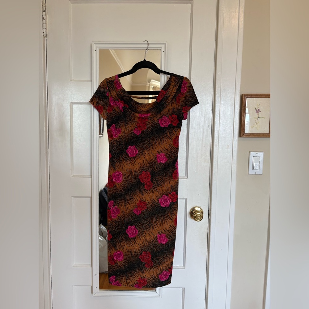 Scarlett Black and Orange Floral Midi Dress